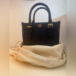 Tory Burch Black Satchel with Gold Accents